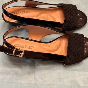 Ellen Tracy Black Patent Sandal